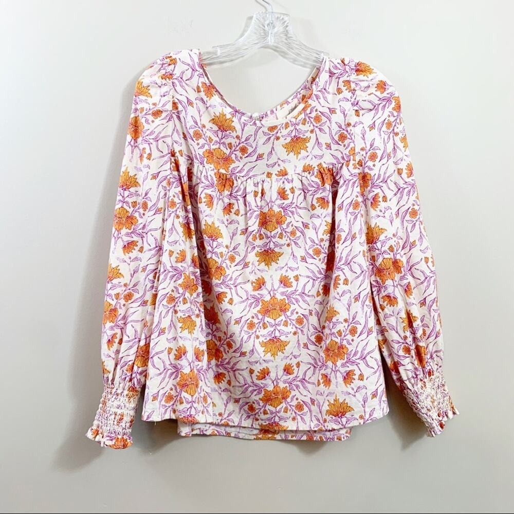 NWOT Universal Thread Floral Cream/Orange/Purple Long Sleeve Top